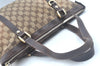 Authentic GUCCI Abbey Shoulder Tote Bag GG Canvas Leather 141470 Brown 6943H