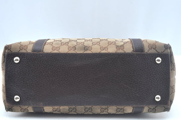 Authentic GUCCI Abbey Shoulder Tote Bag GG Canvas Leather 141470 Brown 6943H