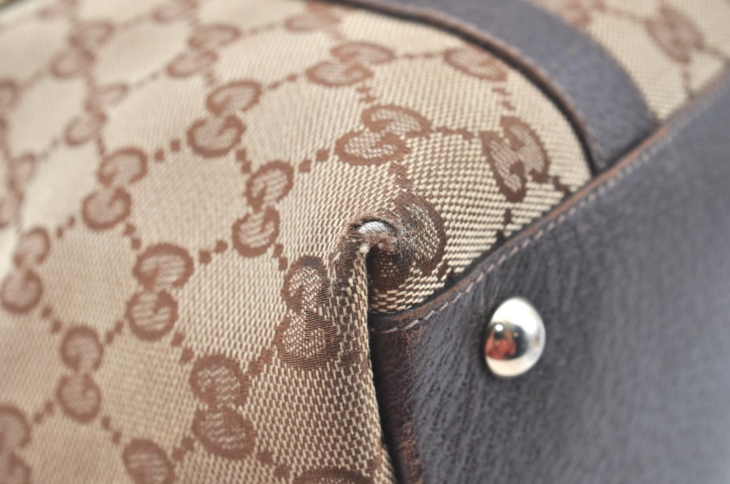 Authentic GUCCI Abbey Shoulder Tote Bag GG Canvas Leather 141470 Brown 6943H