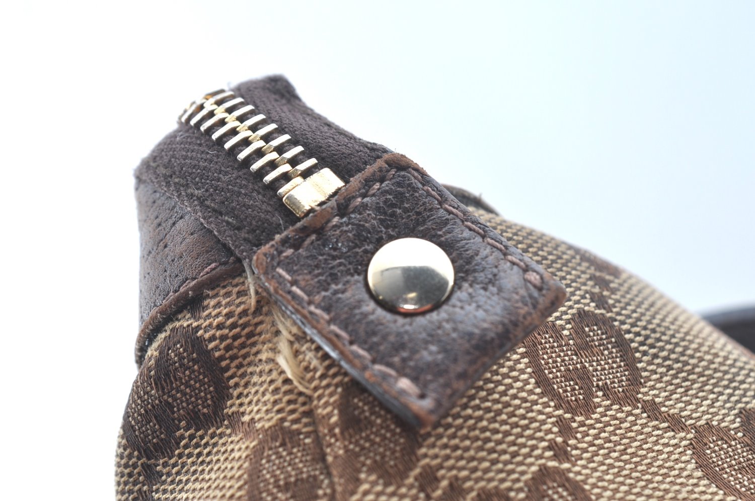 Authentic GUCCI Abbey Shoulder Tote Bag GG Canvas Leather 141470 Brown 6943H