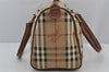 Authentic Burberrys Nova Check PVC Leather Hand Boston Bag Brown Beige 6945J