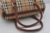 Authentic Burberrys Nova Check PVC Leather Hand Boston Bag Brown Beige 6945J