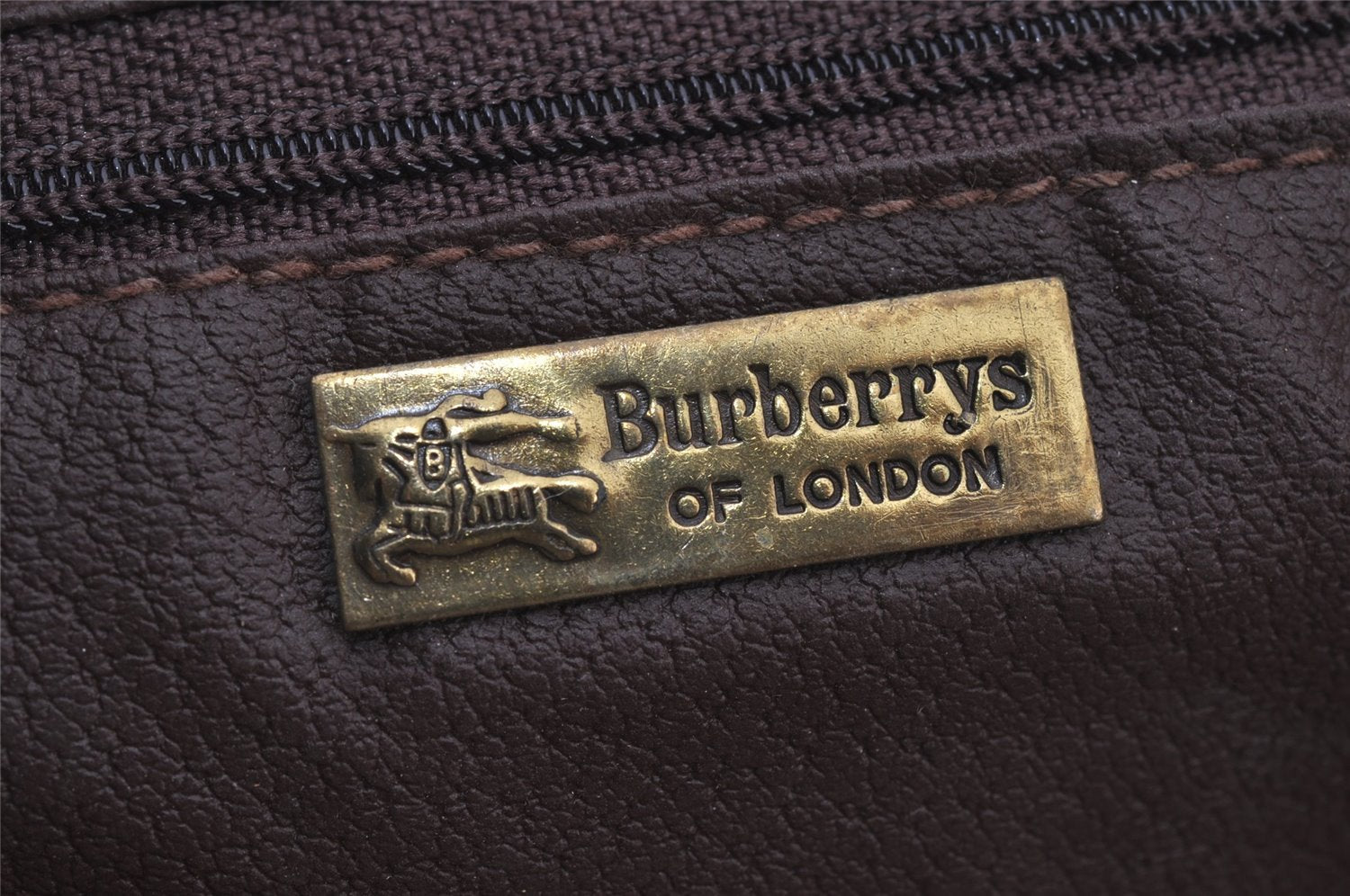 Authentic Burberrys Nova Check PVC Leather Hand Boston Bag Brown Beige 6945J