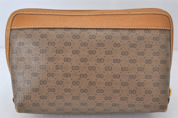 Authentic GUCCI Vintage Micro GG PVC Leather Clutch Bag Pouch Purse Brown 6945K