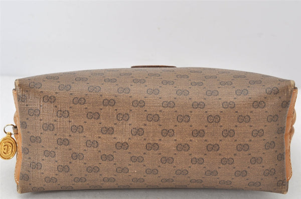 Authentic GUCCI Vintage Micro GG PVC Leather Clutch Bag Pouch Purse Brown 6945K