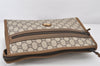 Authentic GUCCI Vintage GG Plus Clutch Hand Bag Purse PVC Leather Brown 6946K