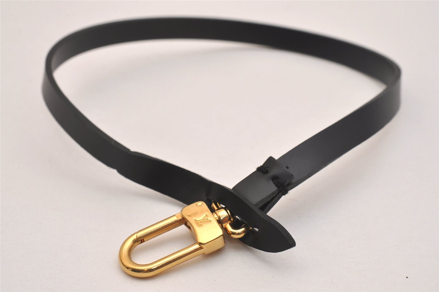 Auth Louis Vuitton Leather Strap For Pochette Accessoires Black 14.6