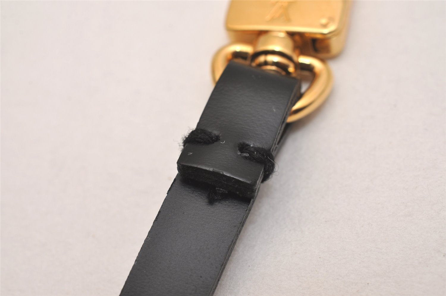 Auth Louis Vuitton Leather Strap For Pochette Accessoires Black 14.6