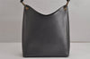 Authentic GUCCI Vintage Bamboo Shoulder Hand Bag Purse Leather Gray 6949J