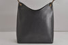Authentic GUCCI Vintage Bamboo Shoulder Hand Bag Purse Leather Gray 6949J