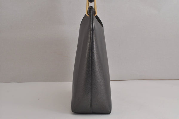 Authentic GUCCI Vintage Bamboo Shoulder Hand Bag Purse Leather Gray 6949J