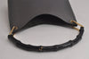 Authentic GUCCI Vintage Bamboo Shoulder Hand Bag Purse Leather Gray 6949J