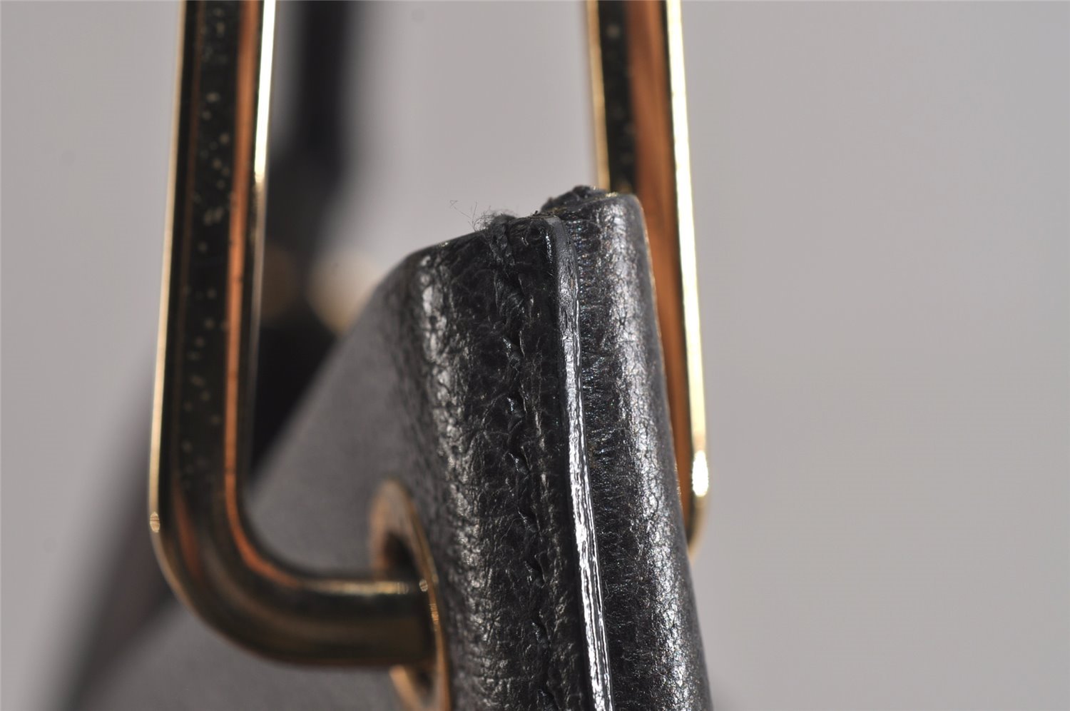 Authentic GUCCI Vintage Bamboo Shoulder Hand Bag Purse Leather Gray 6949J