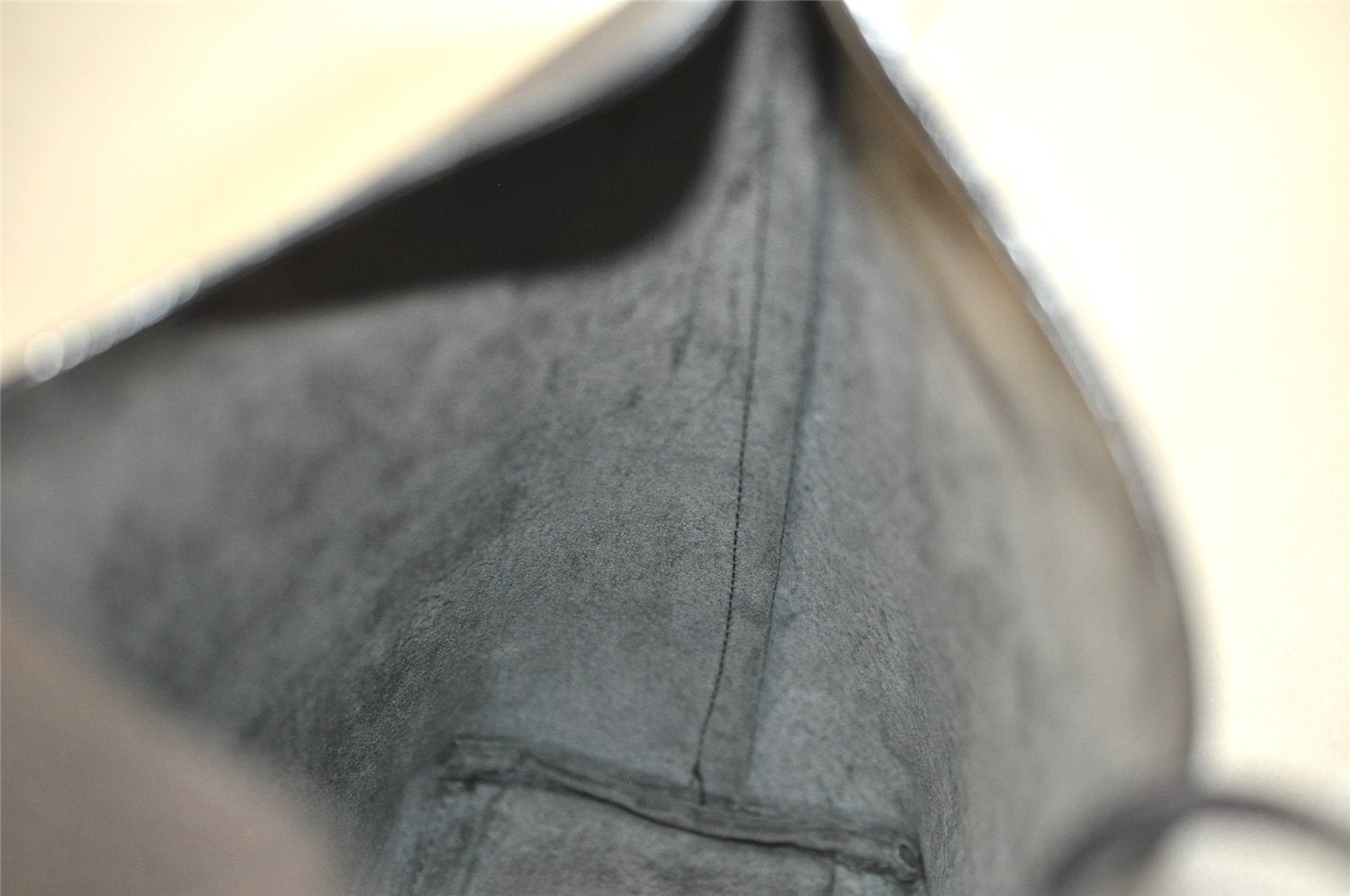 Authentic GUCCI Vintage Bamboo Shoulder Hand Bag Purse Leather Gray 6949J