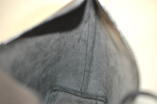 Authentic GUCCI Vintage Bamboo Shoulder Hand Bag Purse Leather Gray 6949J