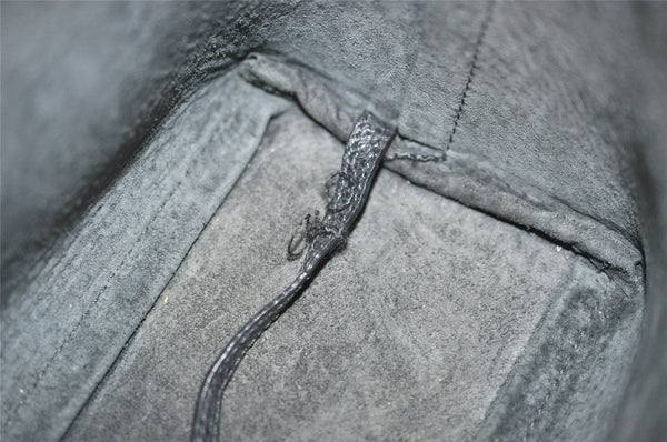 Authentic GUCCI Vintage Bamboo Shoulder Hand Bag Purse Leather Gray 6949J