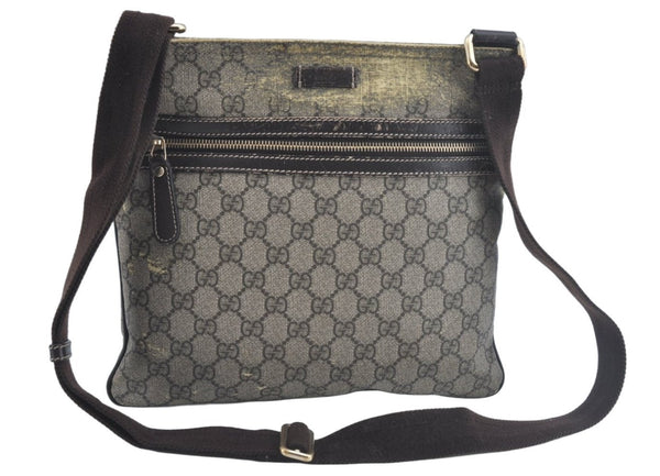 Authentic GUCCI Shoulder Cross Body Bag GG PVC Leather Brown 295257 Junk 6949K