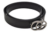 Authentic GUCCI Double G Vintage Belt Leather Size 80cm 31.5" 73920 Black 6950J