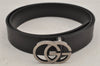 Authentic GUCCI Double G Vintage Belt Leather Size 80cm 31.5" 73920 Black 6950J