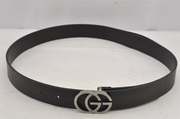 Authentic GUCCI Double G Vintage Belt Leather Size 80cm 31.5" 73920 Black 6950J