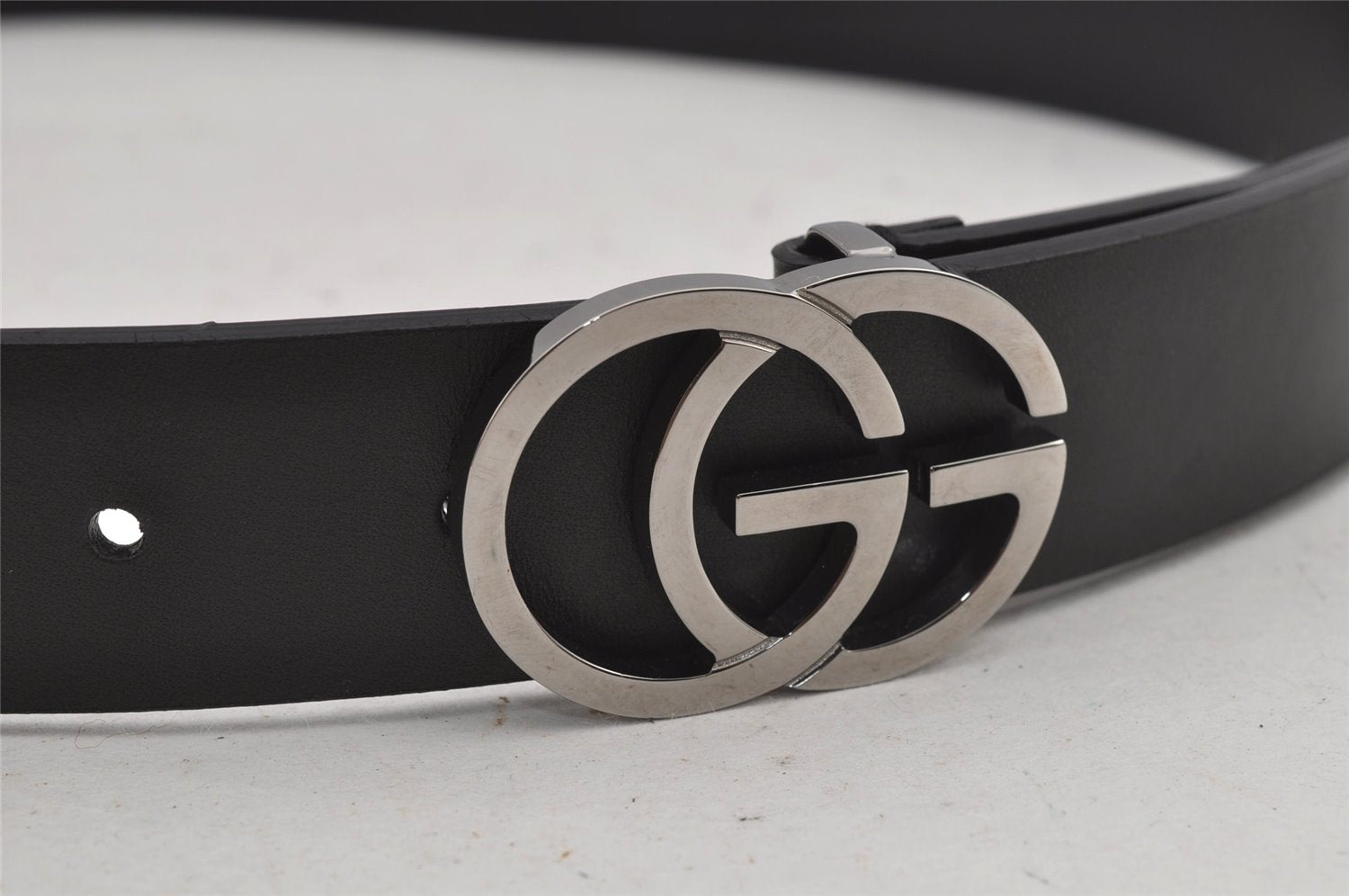 Authentic GUCCI Double G Vintage Belt Leather Size 80cm 31.5