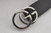 Authentic GUCCI Double G Vintage Belt Leather Size 80cm 31.5" 73920 Black 6950J