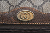 Authentic GUCCI Web Sherry Line Shoulder Bag GG PVC Leather Brown Junk 6950K