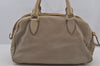 Authentic MIU MIU Vintage Leather 2Way Shoulder Hand Bag Beige 6955J