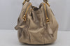 Authentic MIU MIU Vintage Leather 2Way Shoulder Hand Bag Beige 6955J