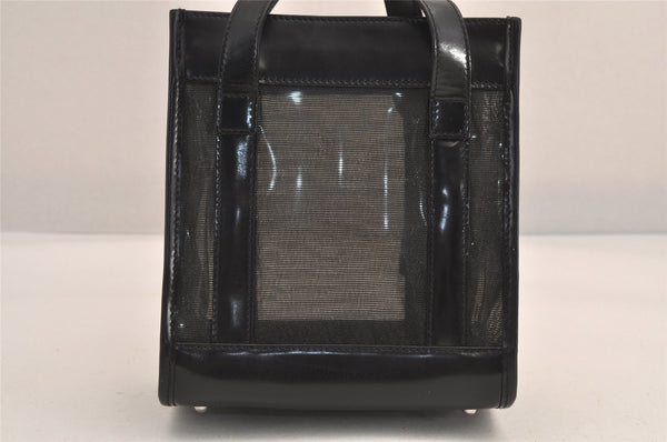 Authentic GUCCI Vintage Hand Tote Bag Purse Mesh Leather Black 6957M