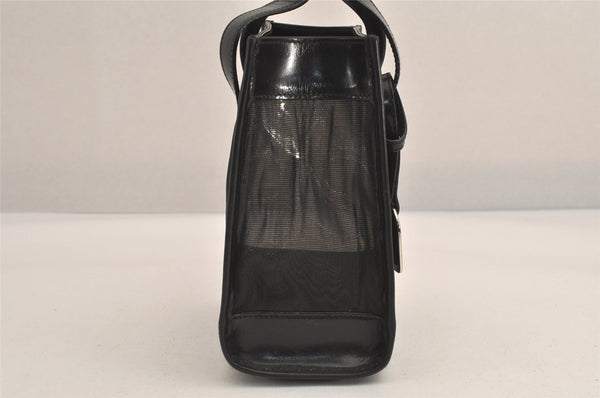Authentic GUCCI Vintage Hand Tote Bag Purse Mesh Leather Black 6957M