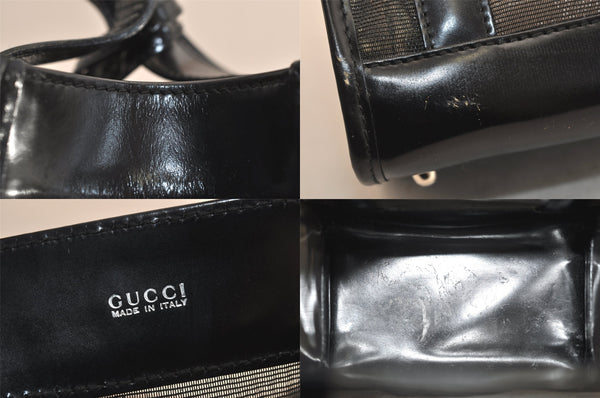 Authentic GUCCI Vintage Hand Tote Bag Purse Mesh Leather Black 6957M