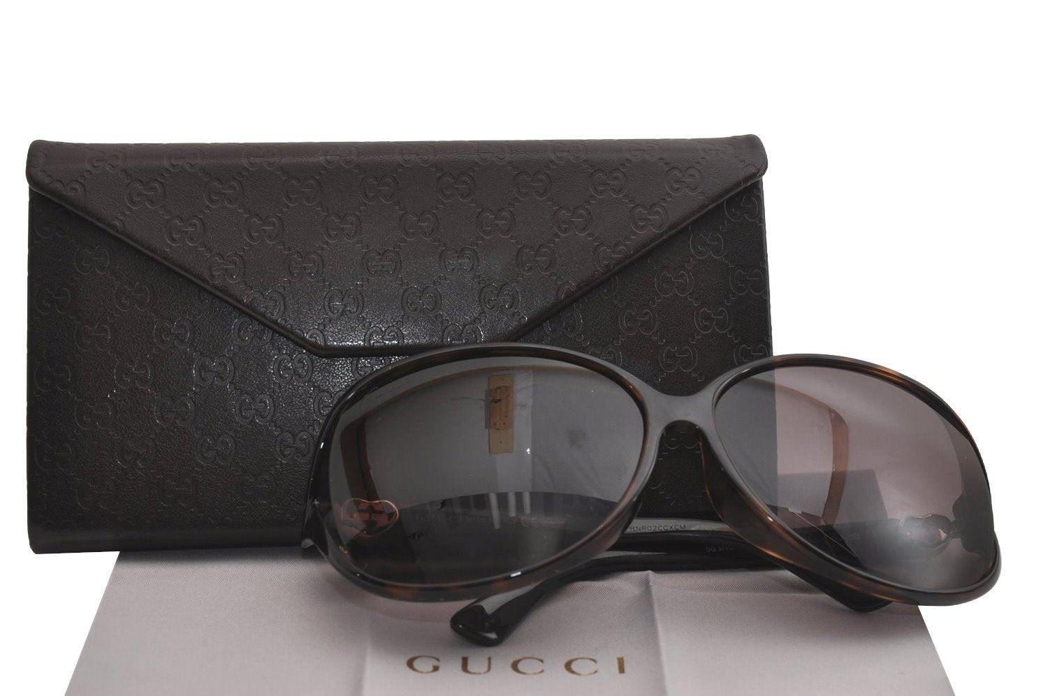 Authentic GUCCI Lovely Heart Vintage Sunglasses GG 3792/F/S Plastic Brown 6959J
