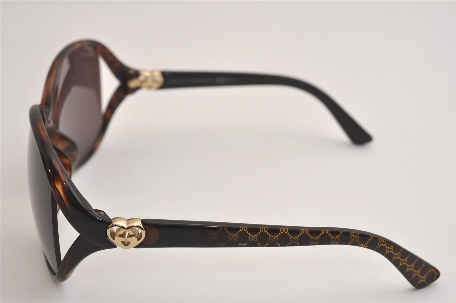 Authentic GUCCI Lovely Heart Vintage Sunglasses GG 3792/F/S Plastic Brown 6959J