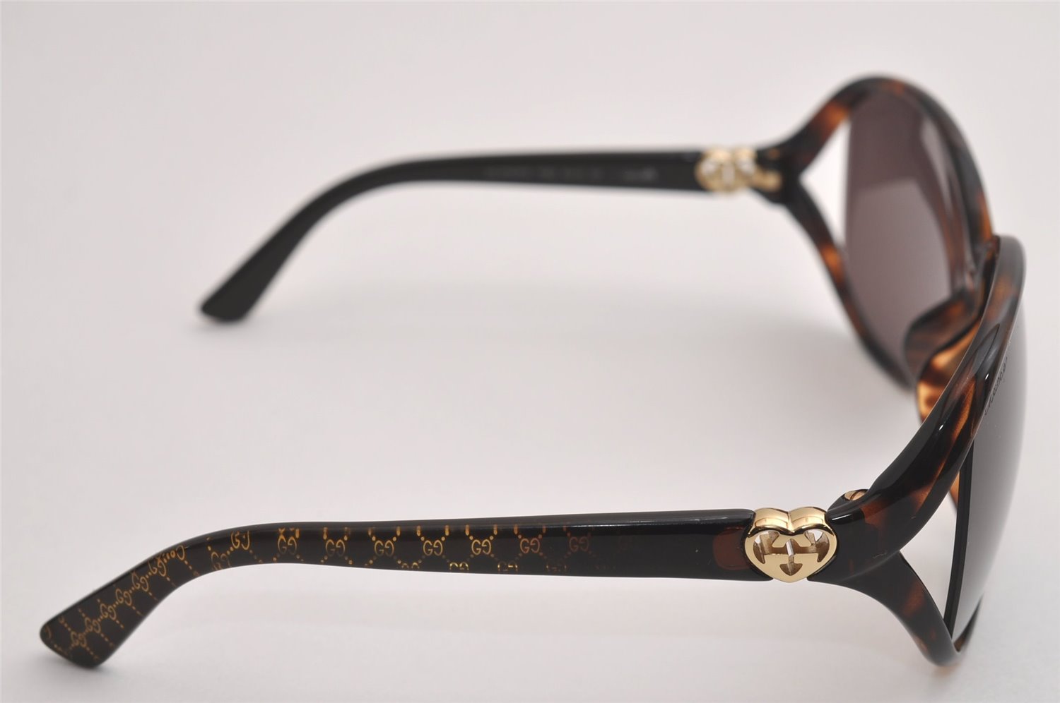 Authentic GUCCI Lovely Heart Vintage Sunglasses GG 3792/F/S Plastic Brown 6959J