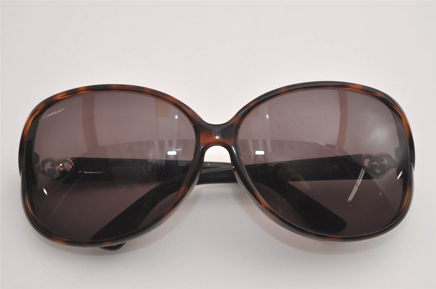 Authentic GUCCI Lovely Heart Vintage Sunglasses GG 3792/F/S Plastic Brown 6959J