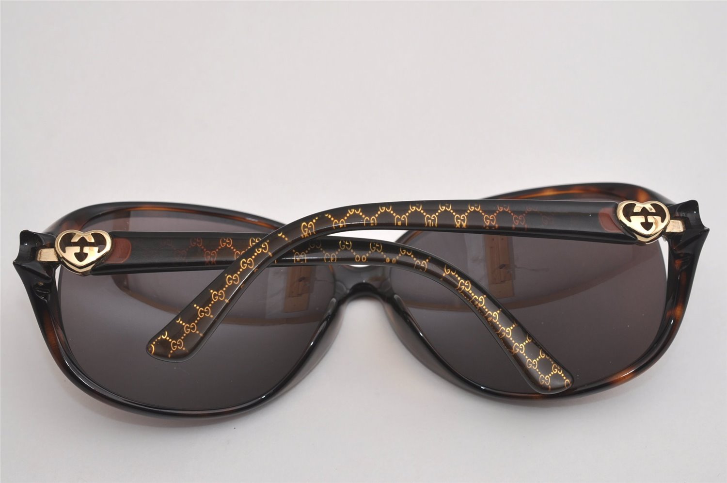 Authentic GUCCI Lovely Heart Vintage Sunglasses GG 3792/F/S Plastic Brown 6959J