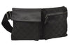 Authentic GUCCI Vintage Waist Body Bag Purse GG Canvas Leather 28566 Black 6960J