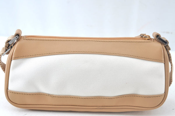 Authentic GUCCI Vintage Hand Bag Pouch Purse Canvas Leather 92820 White 6961J