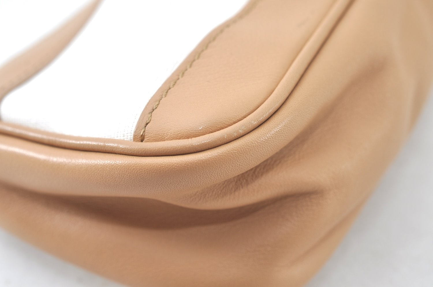 Authentic GUCCI Vintage Hand Bag Pouch Purse Canvas Leather 92820 White 6961J