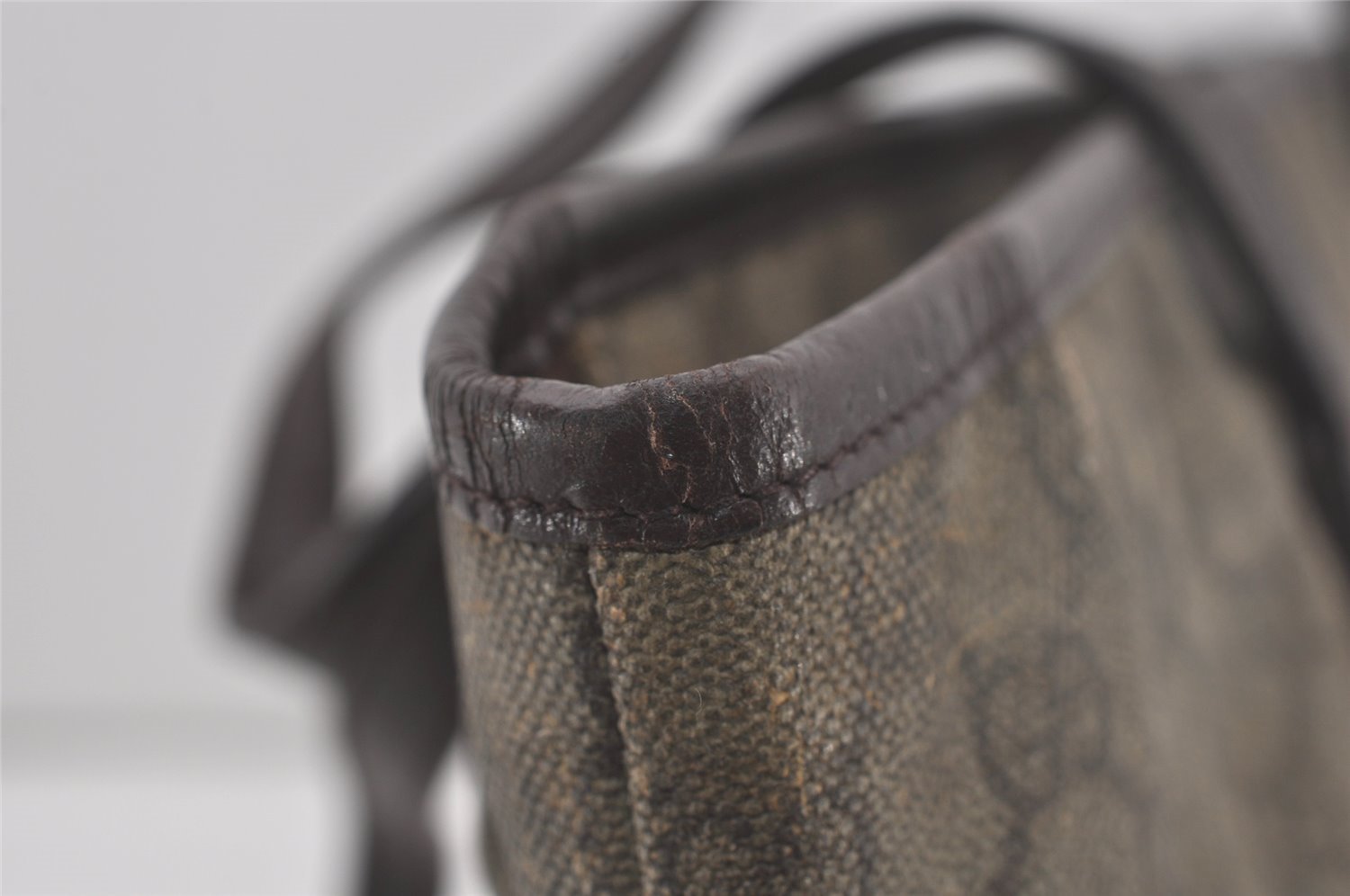 Authentic GUCCI Vintage Shoulder Tote Bag GG PVC Leather 181084 Brown 6962I