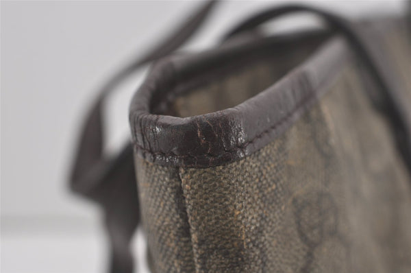 Authentic GUCCI Vintage Shoulder Tote Bag GG PVC Leather 181084 Brown 6962I