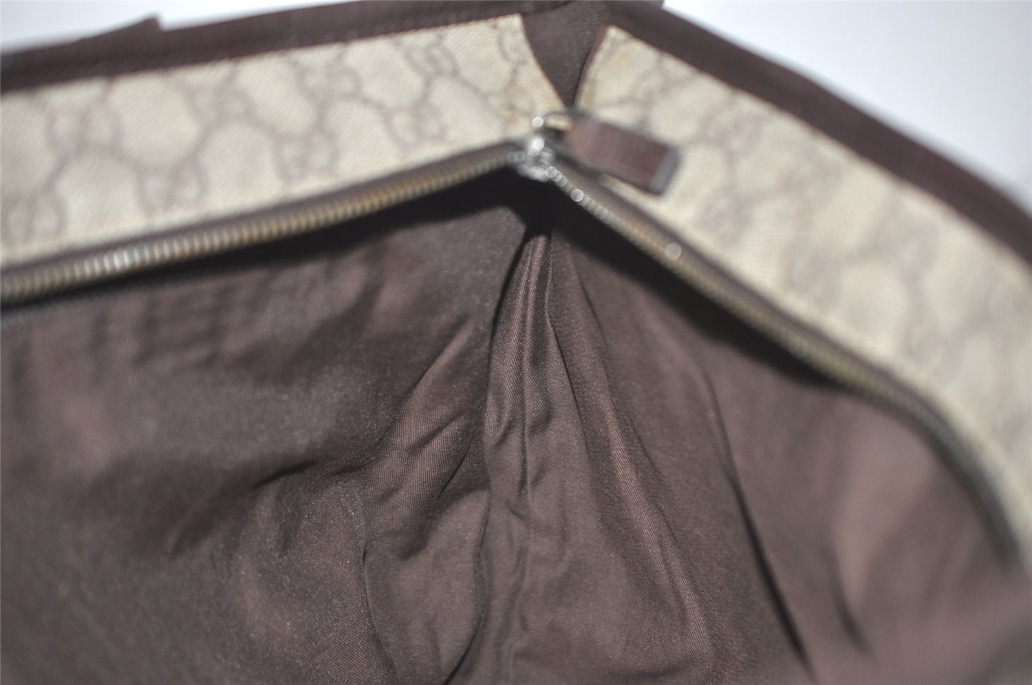 Authentic GUCCI Vintage Shoulder Tote Bag GG PVC Leather 181084 Brown 6962I