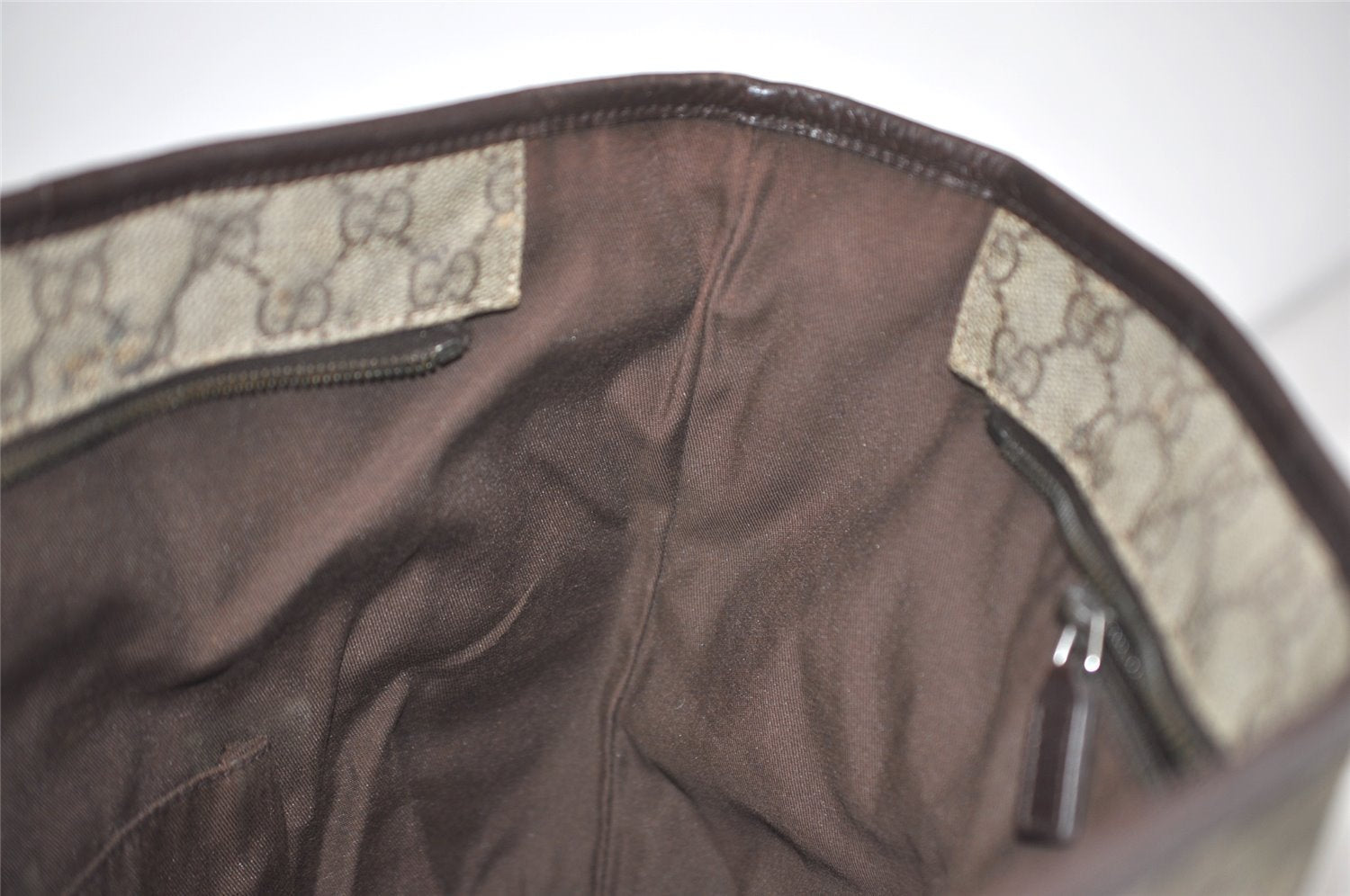 Authentic GUCCI Vintage Shoulder Tote Bag GG PVC Leather 181084 Brown 6962I