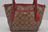 Authentic COACH Signature 2Way Shoulder Hand Bag Purse PVC Enamel Brown 6962J