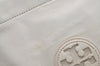 Authentic TORY BURCH Marion Leather Chain Shoulder Bag Purse White Cream 6963J