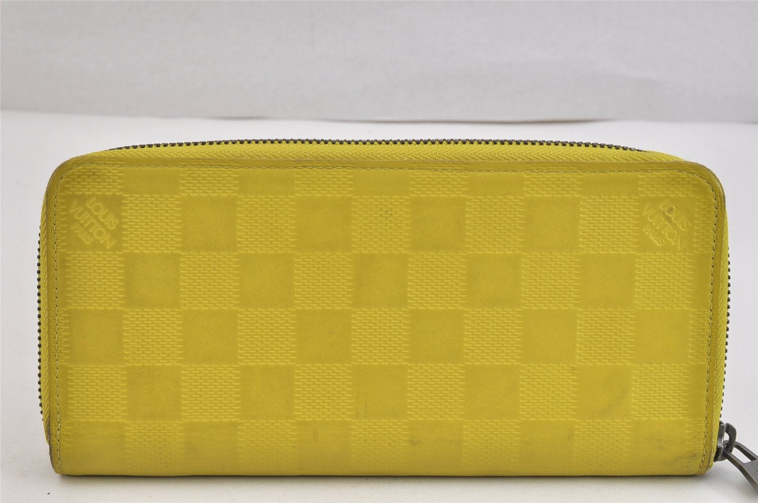 Authentic Louis Vuitton Damier Infini Zippy Wallet Vertical N62236 Yellow 6964K