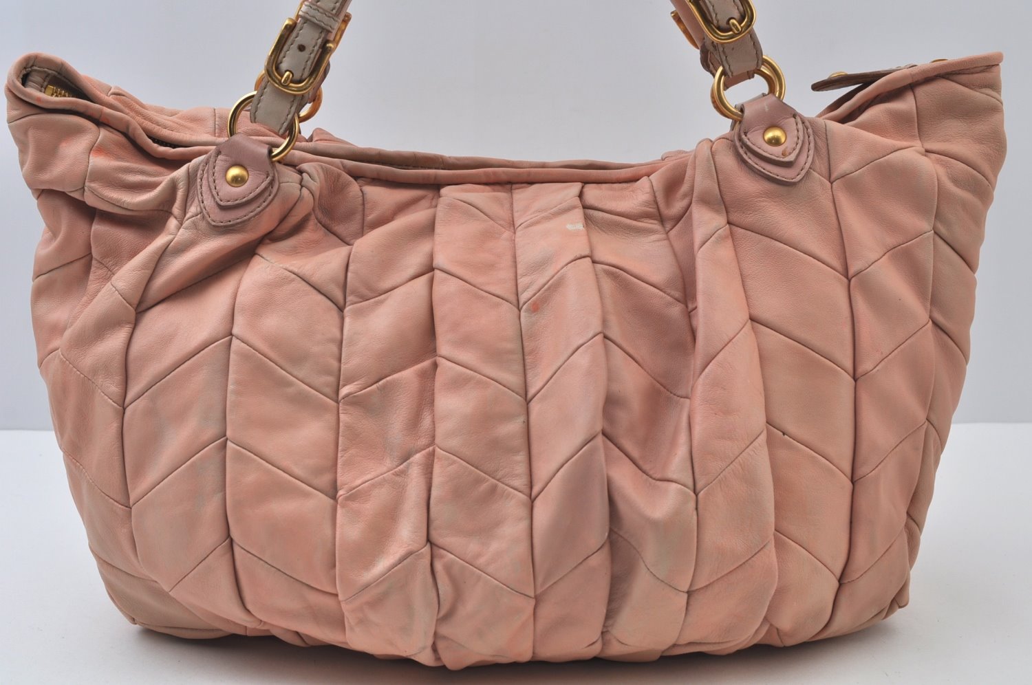 Authentic MIU MIU Vintage Leather 2Way Shoulder Hand Tote Bag Pink 6965I