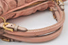 Authentic MIU MIU Vintage Leather 2Way Shoulder Hand Tote Bag Pink 6965I