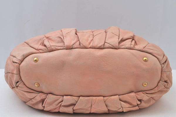 Authentic MIU MIU Vintage Leather 2Way Shoulder Hand Tote Bag Pink 6965I